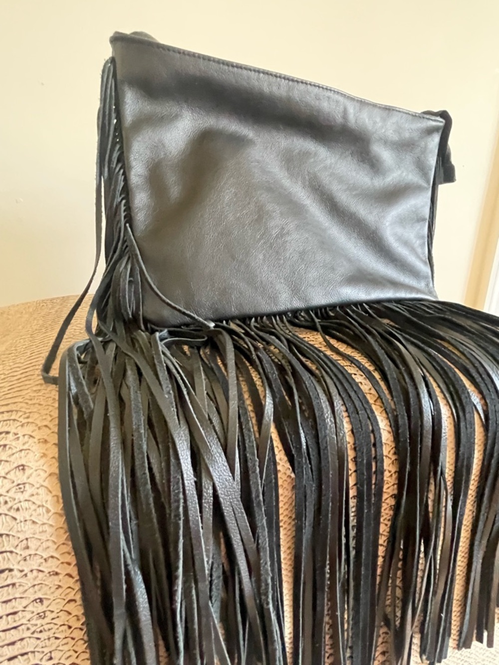 Black Fringe Wrist Bag - Women